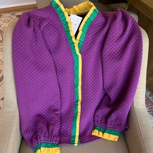 Purple Quilted Top with Green and Yellow Trim ~ So cute for Mardi Gras NWT